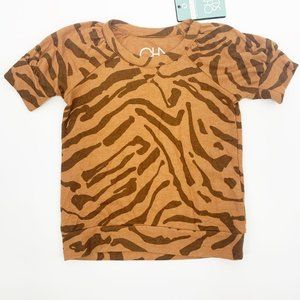 Chaser Girls Size 7 RPET Bengal Print Raglan Sleeve Short Sleeve Top